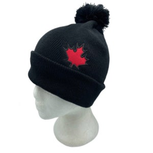 Canada Canadian Flag Red Maple Leaf Black Unisex Ski Hat Beanie Hats Chapeau