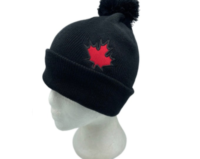 Canada Canadian Flag Red Maple Leaf Black Unisex Ski Hat Beanie Hats Chapeau