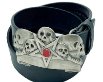 Gothic Star Skull Heavy Big Leather Belt Buckle