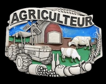 Agriculteur Agriculture Farmer Farm Animals Cows Belt Buckle