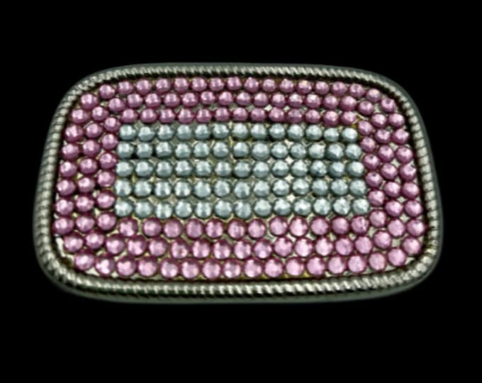 Belt Buckle Pink Rhinestones Girls Girly Pop Fun Fashion