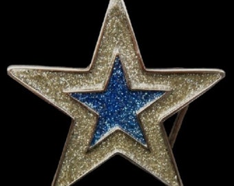 Cool Glitter 5 Point Super Star Western Belt Buckle