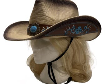 Quality Western Fashion Cowgirl Cowboy Straw Hat Embroidered Wide Brim Women Men