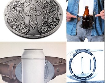 Beverage Pop Can Bottle Holder Religious Cross Belt Buckle Buckles