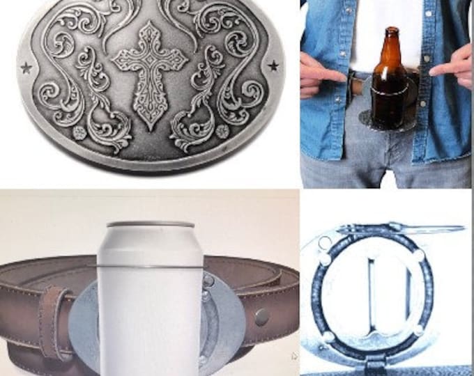 Beverage Pop Can Bottle Holder Religious Cross Belt Buckle Buckles