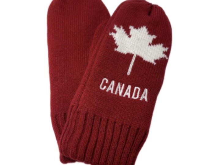 Red Mapleleaf Canada Canadian Fashion Warm Winter Unisex Mittens Mitt Mitts
