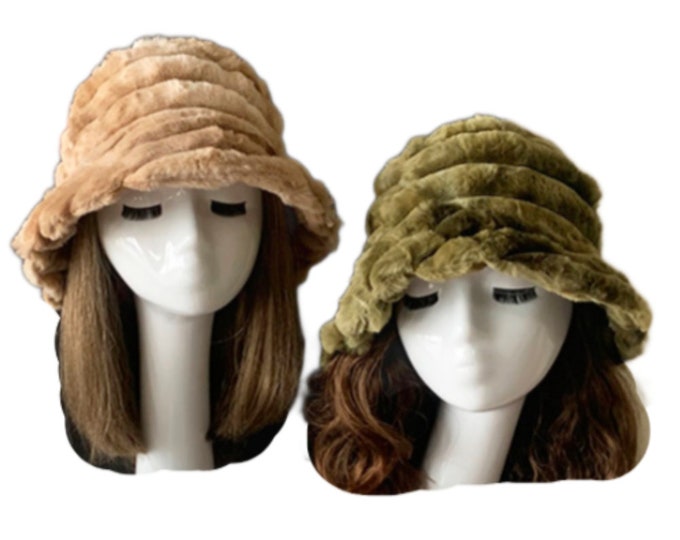 Women Winter Fluffy Plush Bucket Hat Ladies Warm Faux Fur Soft Cap Hat