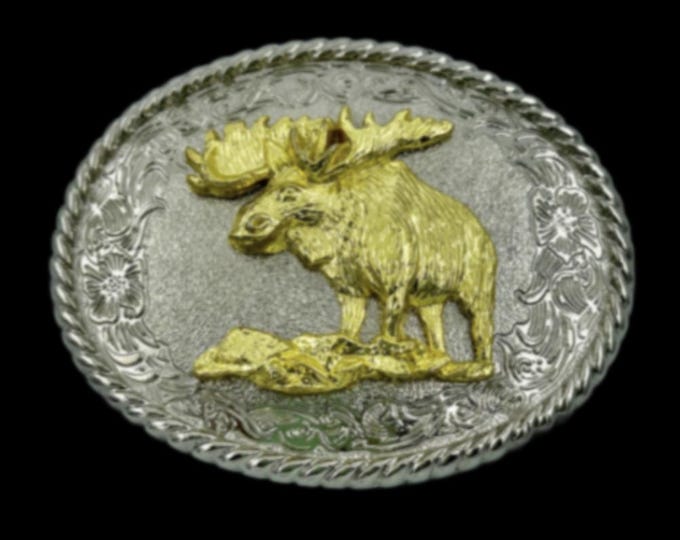 Golden Moose Antlers Animal Western Belt Buckle Buckles
