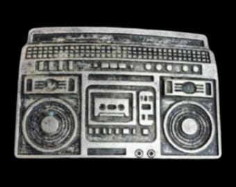 Boom Box Radio Belt Buckle Pewter Tone Huge Stereo Music