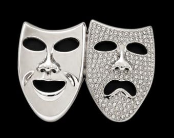 Masquerade Rhinestone Theatre Mask Phantom Belt Buckle Happy Sad Masks Buckles