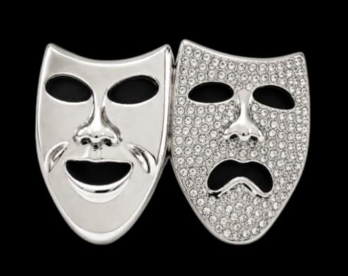 Masquerade Rhinestone Theatre Mask Phantom Belt Buckle Happy Sad Masks Buckles