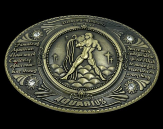 Female Aquarius Horoscope Sign Belt Buckle