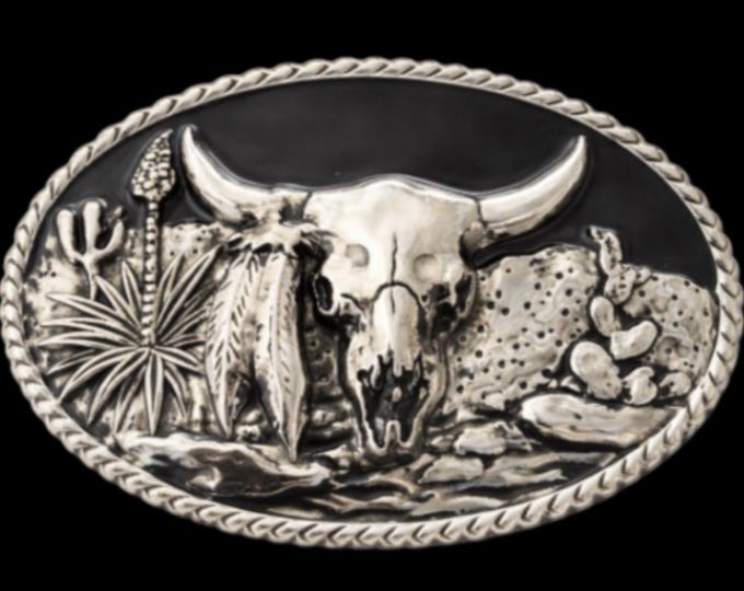 Western Texas Longhorn Steer Animal Horns Belt Buckle Buckles