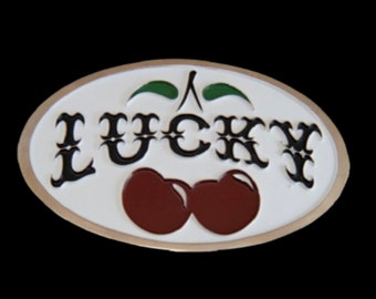 Oval Red Lucky Cherry Cherries Metal Fashion Belt Buckle