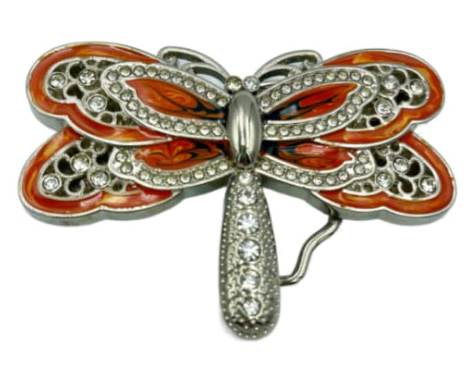 Orange Rhinestone Dragonfly Fashion Insect Belt Buckle Boucle De Ceinture