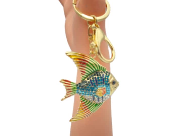 Fish Crystal Rhinestone Handbag Charm Pendant Keychain Bag Keyring Key Chain