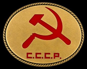 Russia USSR Russian Soviet Union CCCP Flag Belt Buckle
