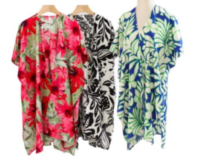 Floral Duster Sheer Kimono Style Beach Cover Up One Size Summer Fashion