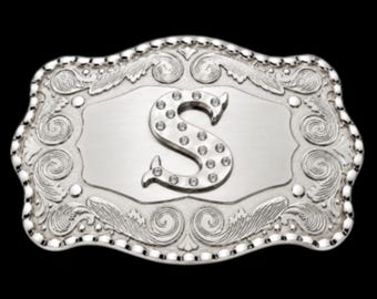 Letter Name Initial S Monogram Western Belt Buckle