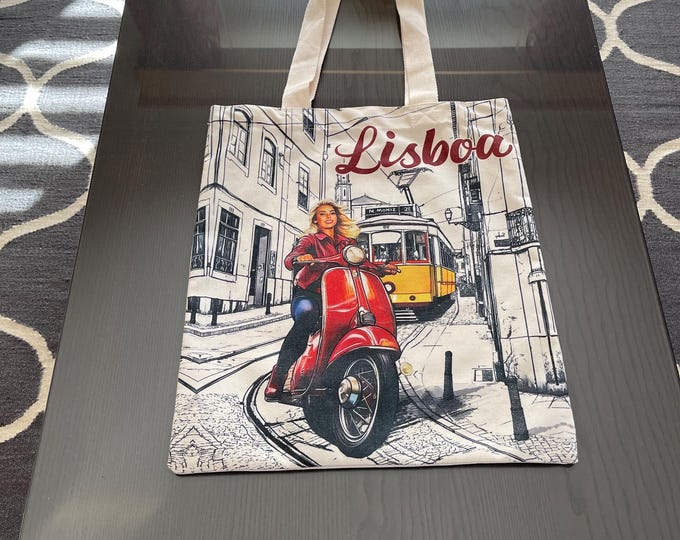 Lisbon Lisboa Portugal Yellow Tram Tote Bag - 100% Cotton Canvas