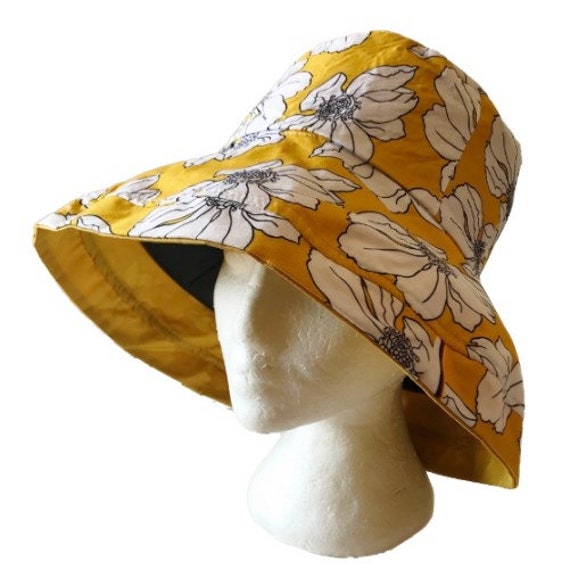 Sun Hat Wide Brim UV Protection Women Summer Floral Foldable