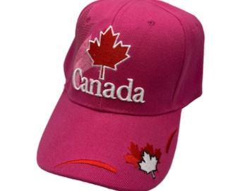 Embroidered I Love Canada Heart Maple Leaf Baseball Cap Sun Trucker Pink Hat