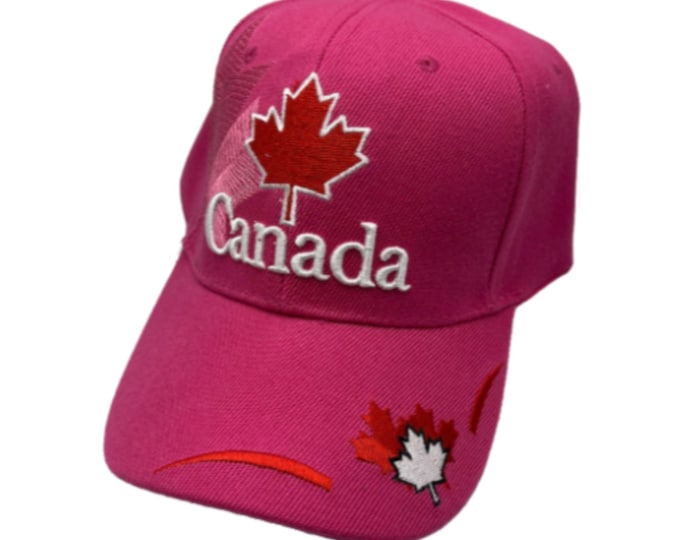Embroidered I Love Canada Heart Maple Leaf Baseball Cap Sun Trucker Pink Hat