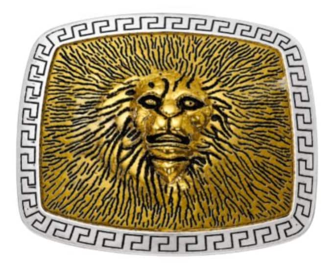 Lion Head Detailed Roman Fountain Animal Belt Buckle Buckles
