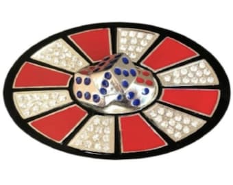 Men Women's Metal Belt Buckle Lucky Dice Casino Bling Las Vegas Craps Buckles