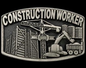 Construction Worker Belt Buckle Crane Operator Work Profession Belts Buckles