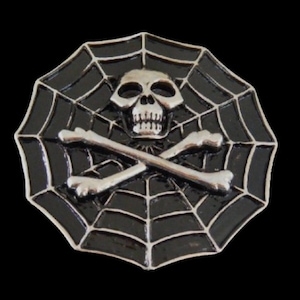 Belt Buckle Jolly Roger Skull Flag Spider Web Crossbones Belts & Buckles