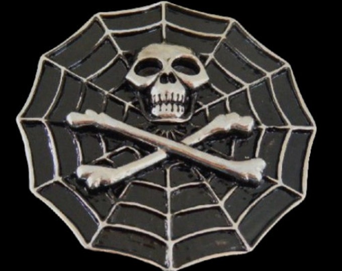 Belt Buckle Jolly Roger Skull Flag Spider Web Crossbones Belts & Buckles