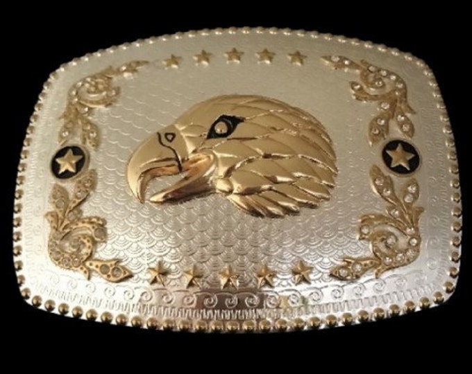 Golden Eagle Stars Wild West Cowboy Cowgirl Western Belt Buckle