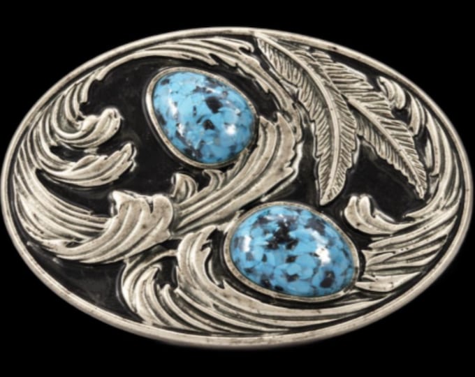 Turquoise Blue Stone Aztec Maya Native Art Belt Buckle Buckles