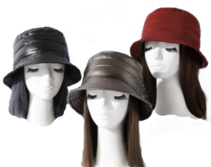 Women's Soft Warm Winter Quilted Bucket Hat Foldable Cap New