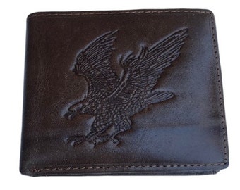 Men’s American Eagle Embossed Design Genuine Leather Trifold Wallet