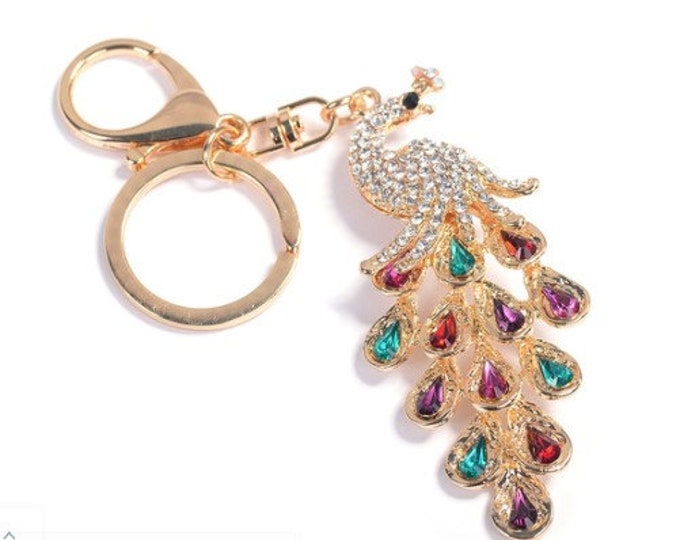 Peacock Keychain Key Ring Long Pendant Women Handbag Fashion Accessories Souvenir Gift