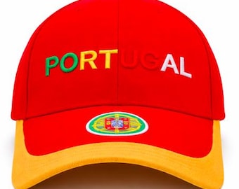 Boné com a bandeira de Portugal, ideal para esportes como futebol, tênis e beisebol.