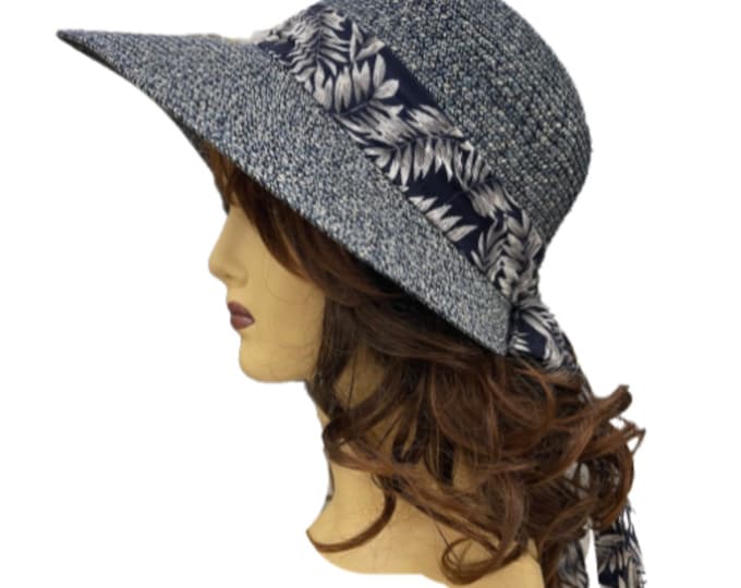 Women's Straw Wide Brim Ribbon Bow Panama Sun Shade Summer Beach Hat Foldable