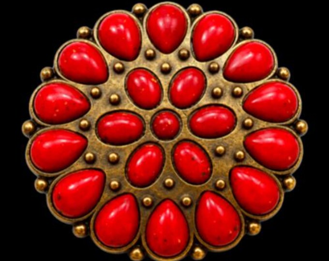 Red Daisy Rose Blooming Flower Floral Belt Buckle Boucle De Ceinture