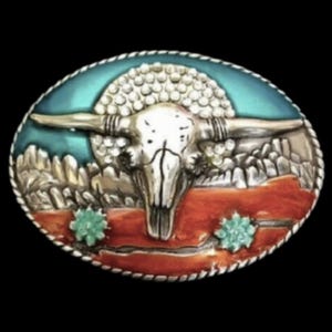 Longhorn Belt Buckle Cow Steers Cowboy Longhorns Western Buckles