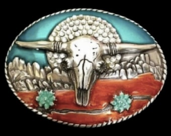 Longhorn Belt Buckle Cow Steers Cowboy Longhorns Western Buckles