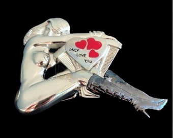 Motorcycle Engine Motors Biker Girl Belt Buckle Buckles