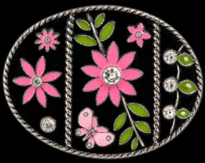 Flower Belt Buckle Hippie Butterfly Rhinestone Buckles