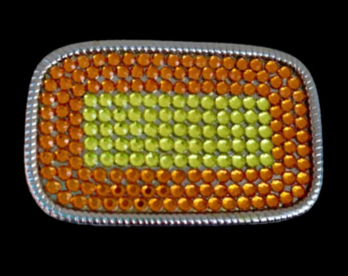 Rhinestone Orange Yellow Crystal Stones Retro Belt Buckle Buckles