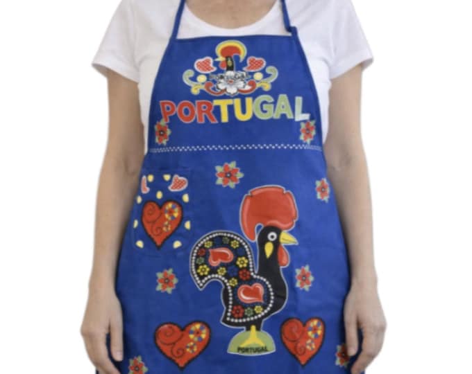100% Cotton Portuguese Rooster Galo de Barcelos Kitchen Made in Portugal Apron