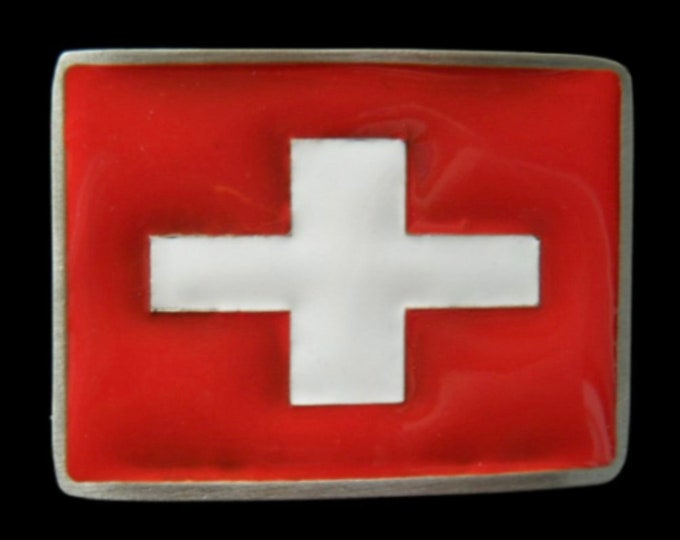 Switzerland Suisse Swiss Alpes Cross Red Flags Belt Buckles