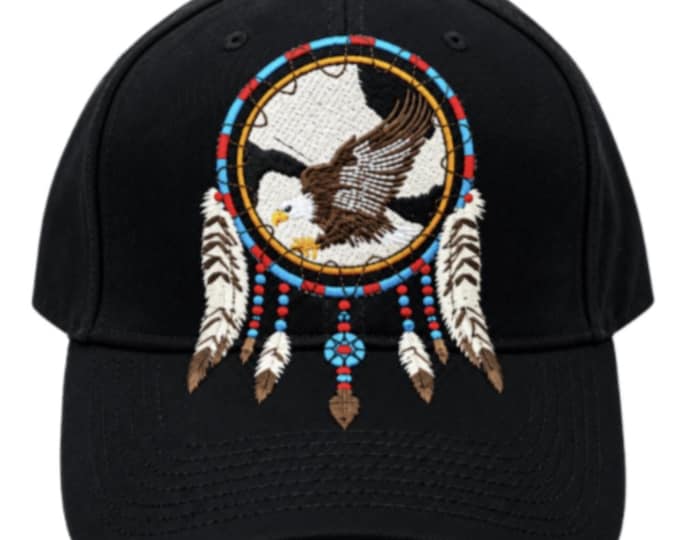 Black Hat Baseball Cap Dream Catcher Feathers Native Indian Chapeau Casquette