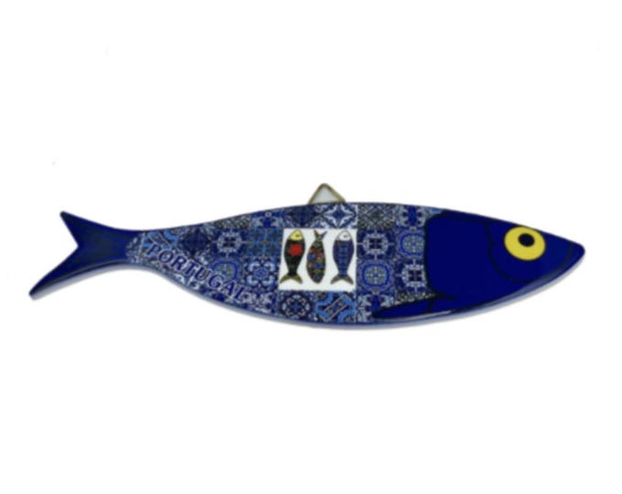 Ceramic Sardine Sardinha de Ceramica Made Portugal Wall Hanging Cork Back