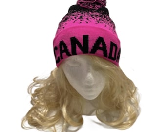 Canada Pink Neon Beanie Cap Plain Knit Ski Hat Cuff Winter Solid Warm Men Women